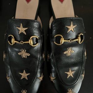Gucci Princetown - black loafers with gold bees 36.5 (US 6.5)